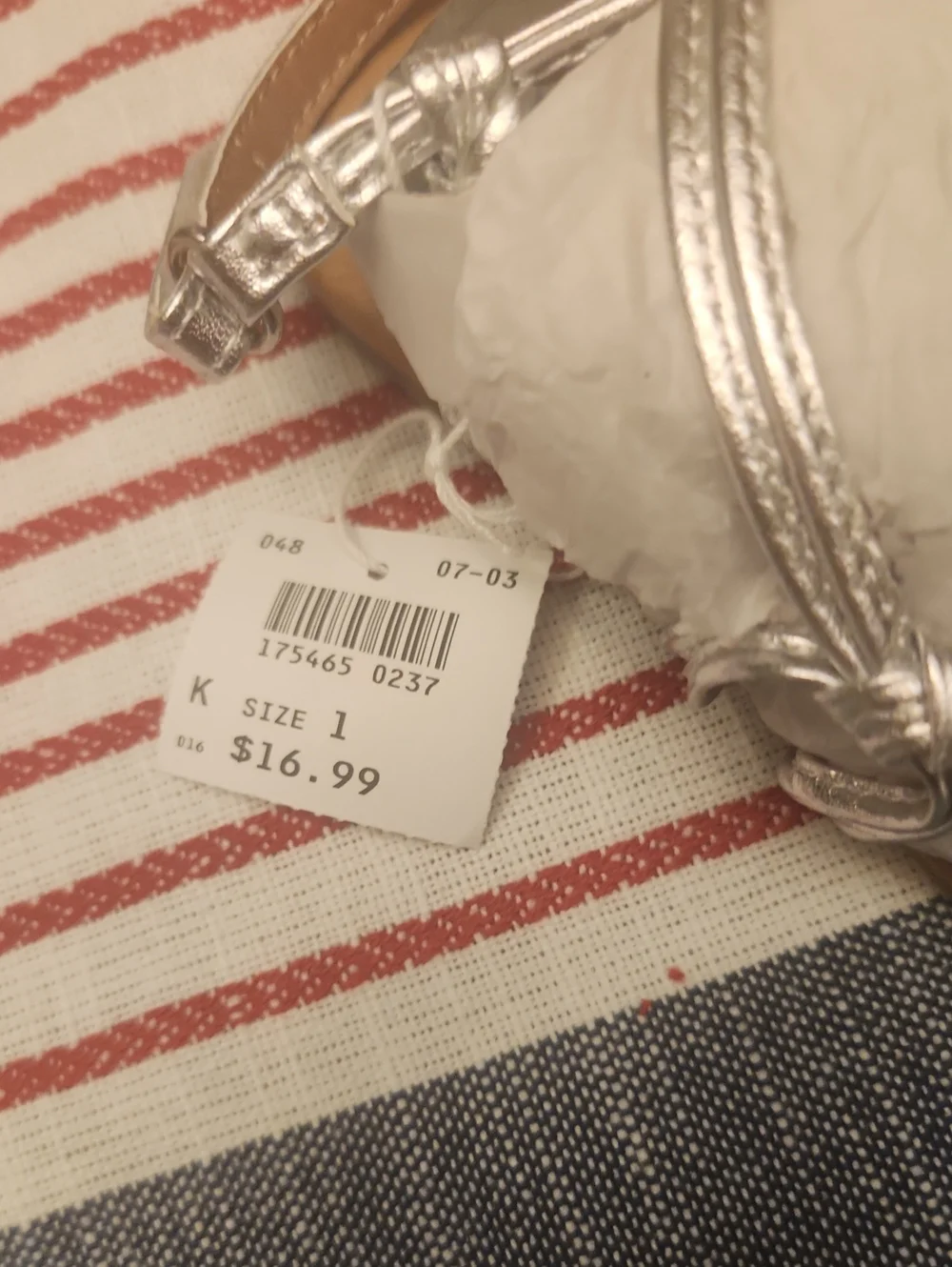American Eagle Girl's Silver Metallic Strappy Sandals- size 1